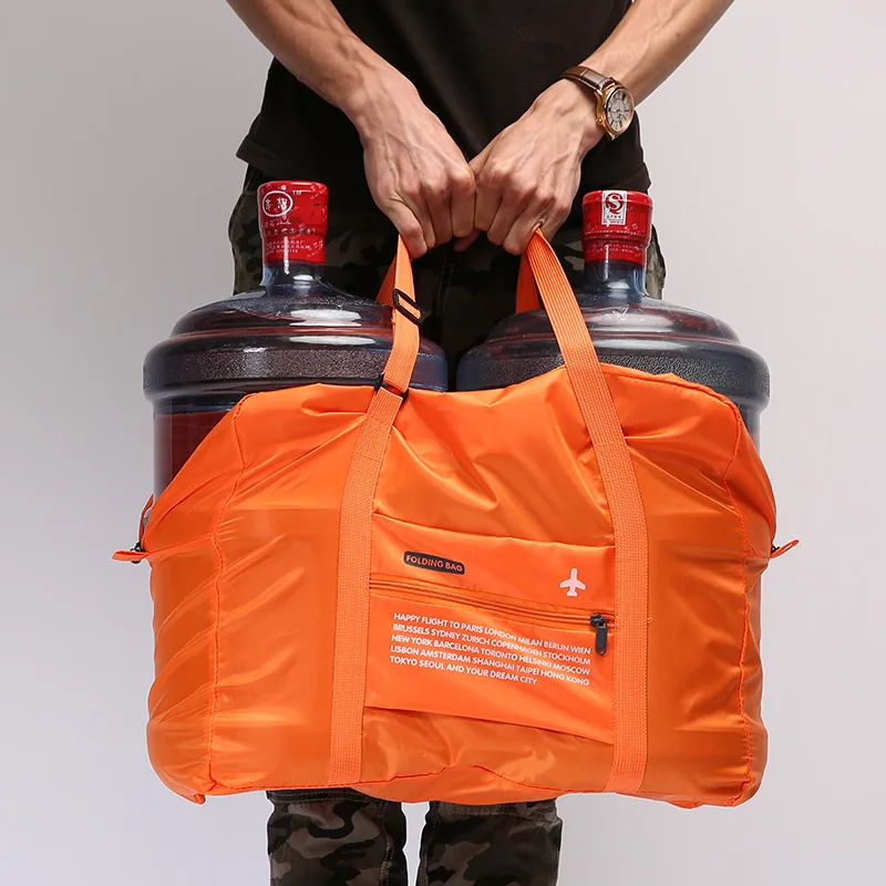 Bolsa de nailon portátil de gran capacidad, bolsa de almacenamiento plegable para avión, equipaje de mano, organizador impermeable para viaje