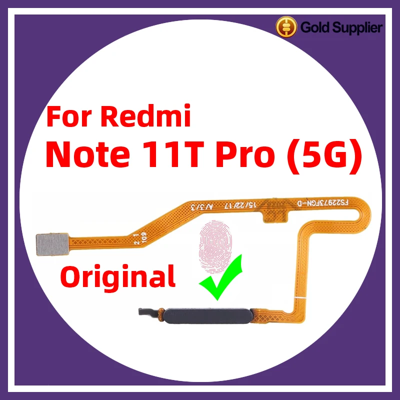 Original For Xiaomi redmi note 11T pro Fingerprint Sensor Home Return Key Menu Power Button Flex Ribbon Cable