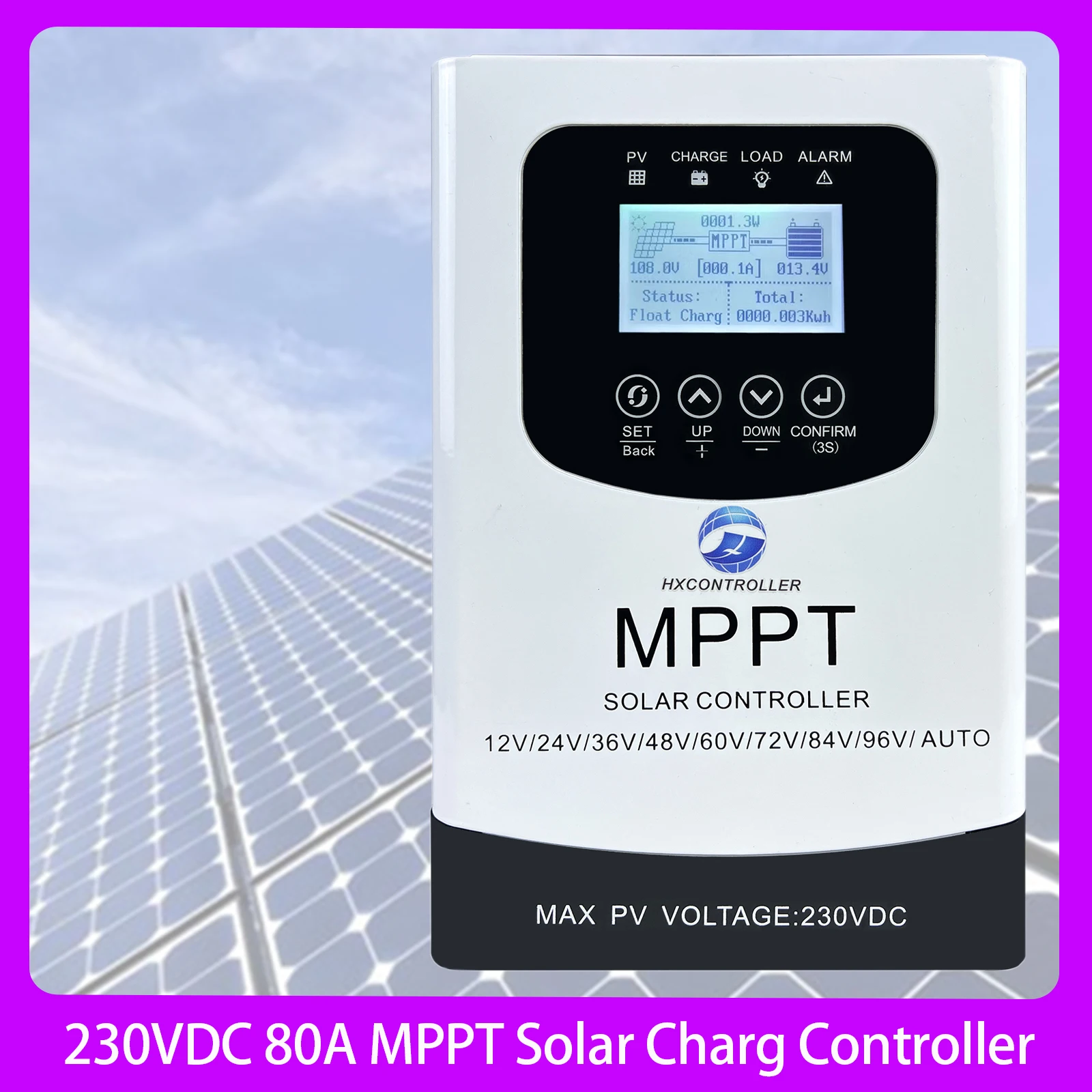 

7680W 5760W 0-80A MPPT Solar Panel Battery Charge Controller 230VDC Solar Charger Regulator For 12V 24V 48V 60V 72V 96V Lifepo4