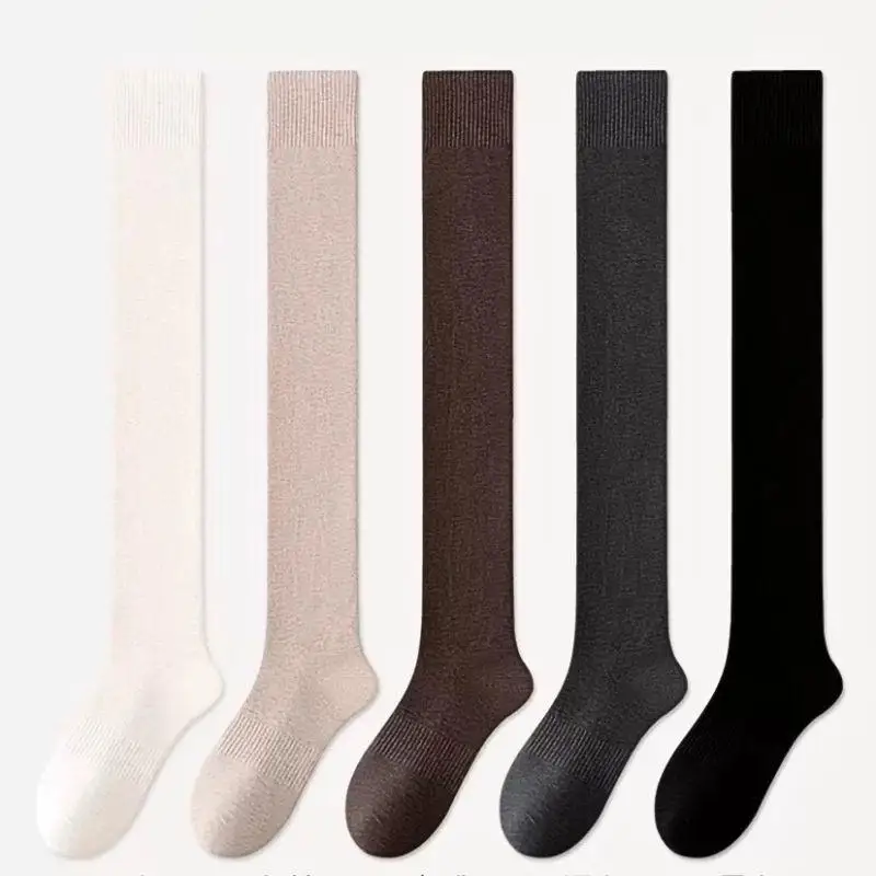 Winter Thigh High Socks For Women 100cm Lengthened JK Lolita Stockings Women's Stockings Solid Color Over The Knee Thigh Socks