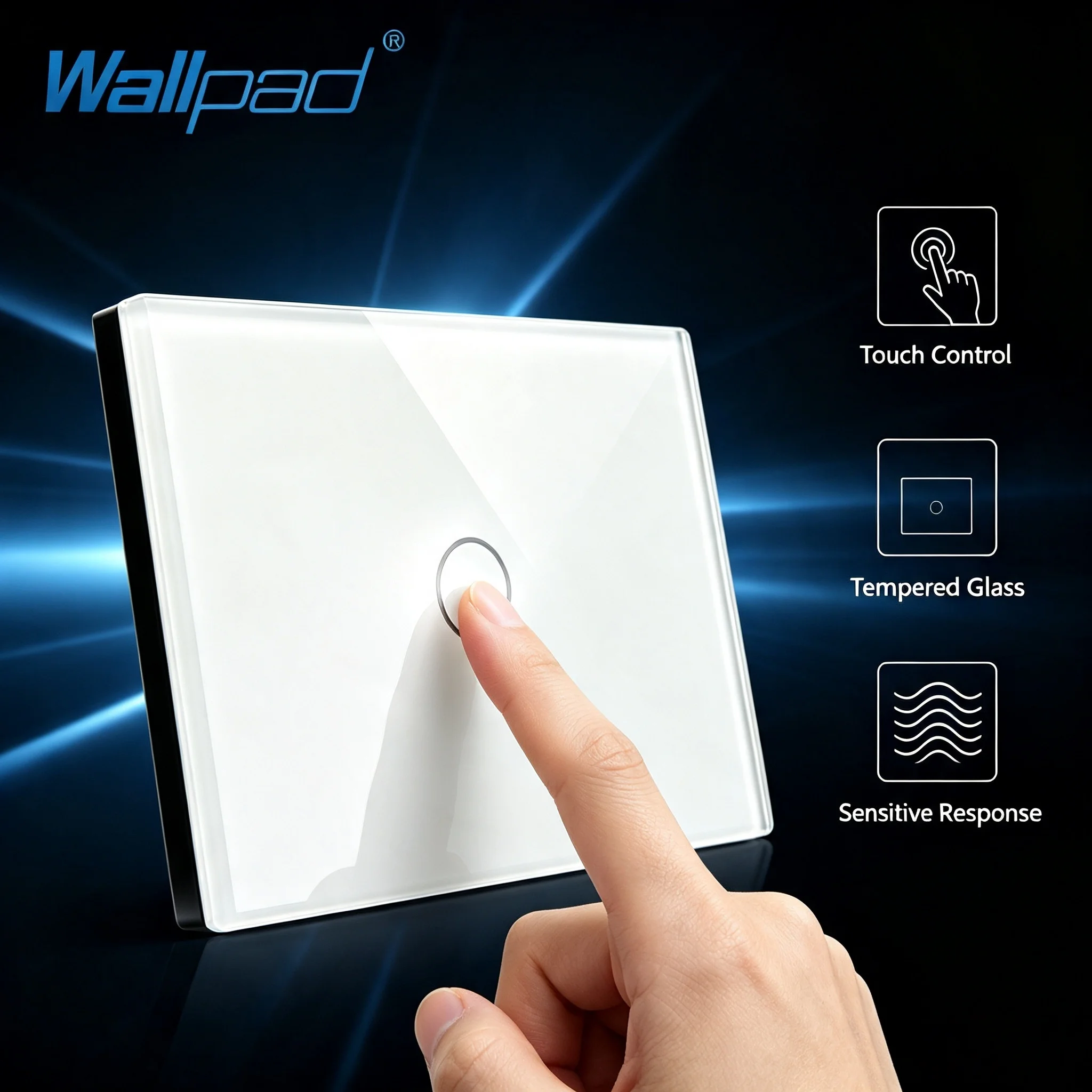 집 초인종 미국 AU 표준 Wallpad 럭셔리 크리스탈 유리 패널 터치 스크린 재설정 도어 벨 징글 벨 벽 스위치