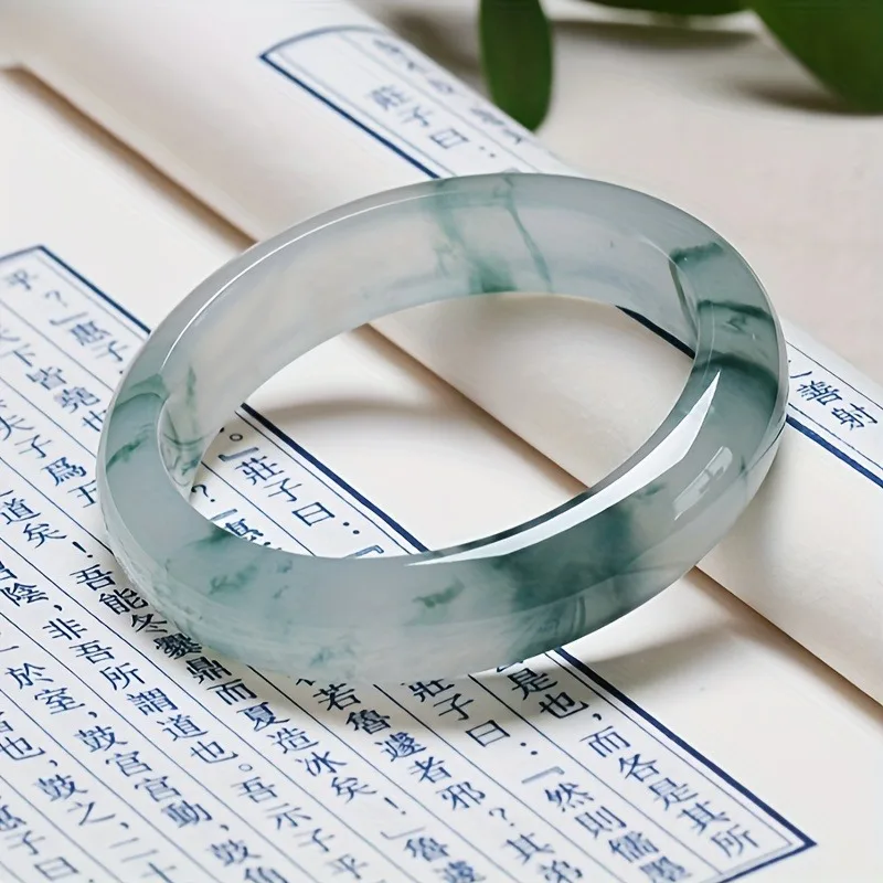 

New Natural High-ice Quartzite Jade Flat Bar Bracelet, Suitable for Daily Wear