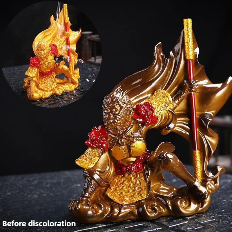 Hitzeempfindliche, farbwechselnde Affenkönig-Tee-Haustierskulptur, kreatives buddhistisches Auto- und Heimdekor-Geschenk für Teeliebhaber