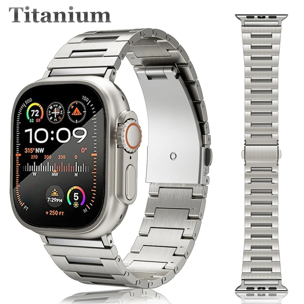 

Деловой титановый ремешок для Apple Watch Ultra2 49 мм 7 8 9 41 мм 45 мм Роскошный браслет для iWatch 6 5 4 Se 40 44 мм 42 мм Ремешок Correa