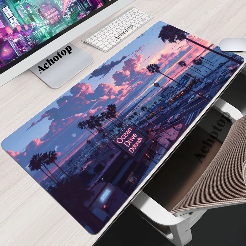 Pixel Art Gaming MousePad XXL Computer Laptop Gamer Extended Mouse Mat Large Anime Mouse Pad PC Keyboard Kawaii Street Desk Mat