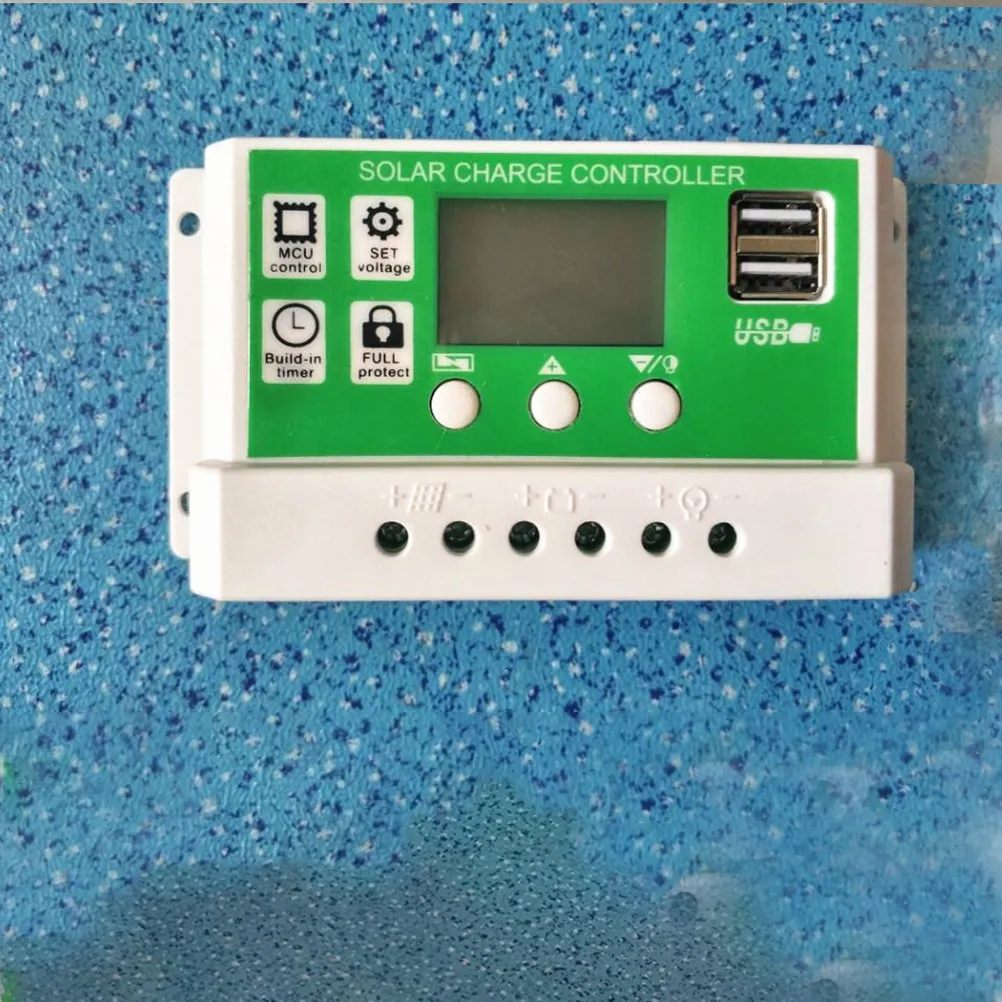 20A Solar Charge Controller 12V 24V Auto Battery Voltage Detection LCD Display Dual USB Output for Lithium