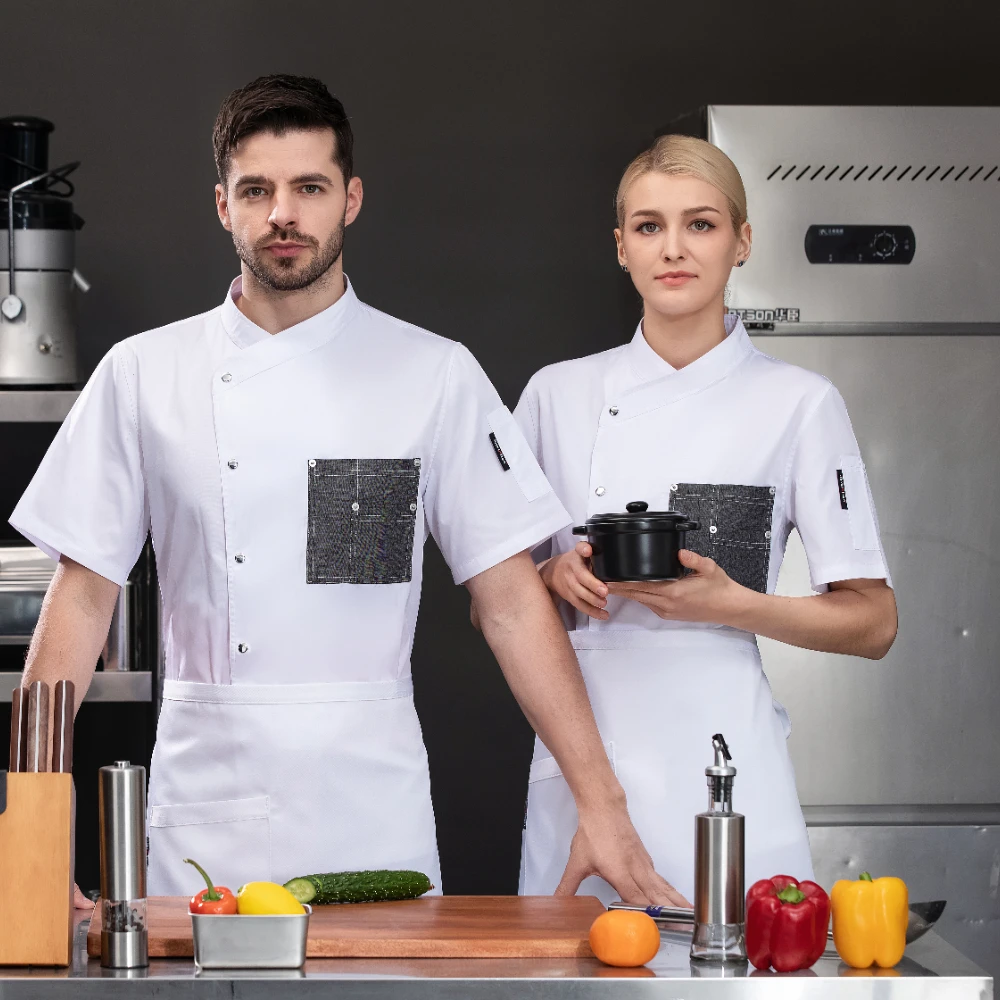 Camisa de Chef para hombre y mujer, uniforme de Pizza de panadería, ropa de cocina profesional, traje de cocina, chaqueta de Chef de restaurante personalizada