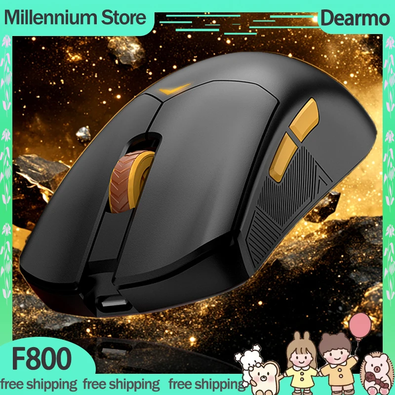 Dearmo F800 Gamer Mouse 3Mode 2.4G Bluetooth Wireless Mouse PAW3395 RGB Customized Gaming Mouse Pc Accessories Gamer Mice Gift