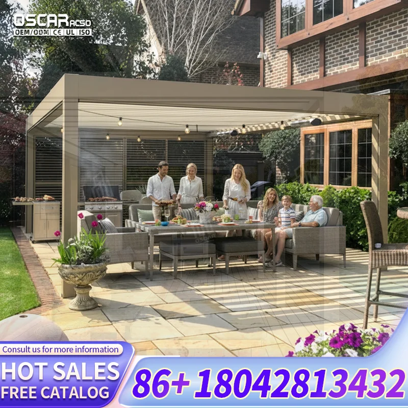 Durable White Aluminium Garden Sun Size Gazebo Roof for Backyard Patio Balcony pergola