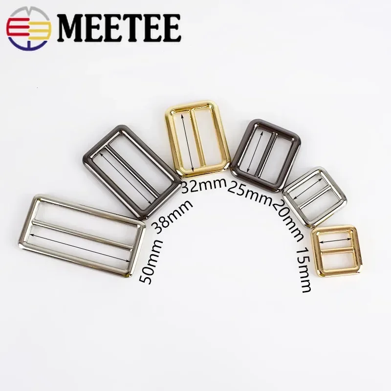 4/10pc Meetee 20/26/32/38/50mm Tri-Glide Slider Adjust Metal Buckles for Backpack Web Strap DIY Bag Belt Leather Craft Accessory