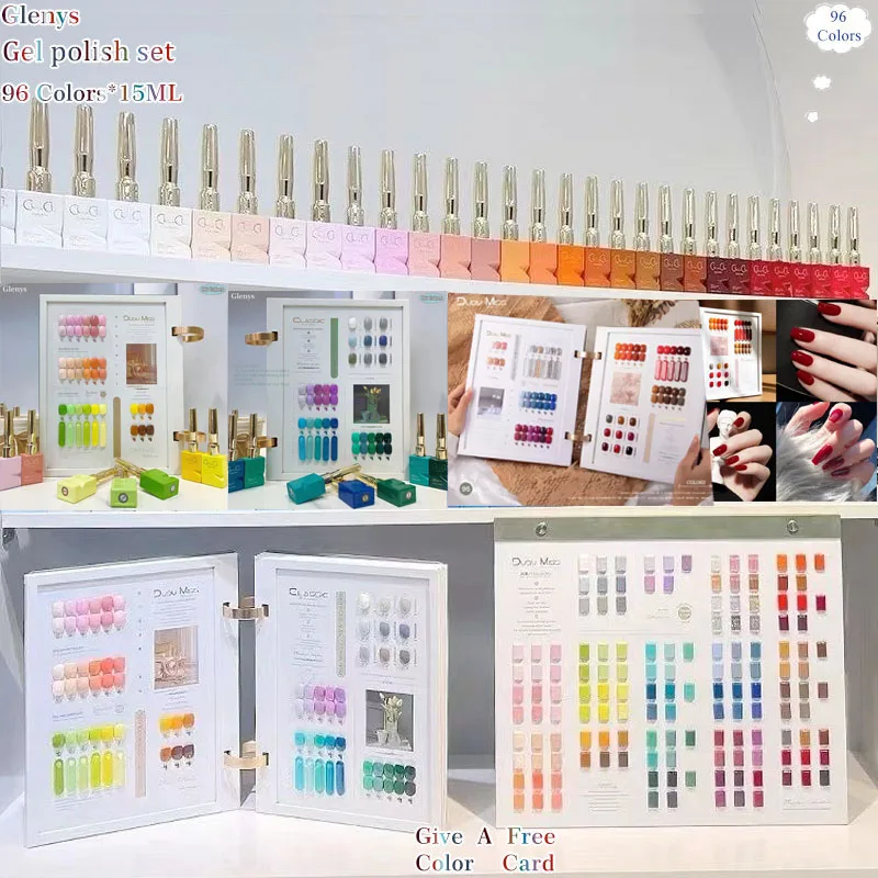 

Glenys 96 color nail polish gel net red popular all year round universal immersion gel color card UV LED nail art varnish set