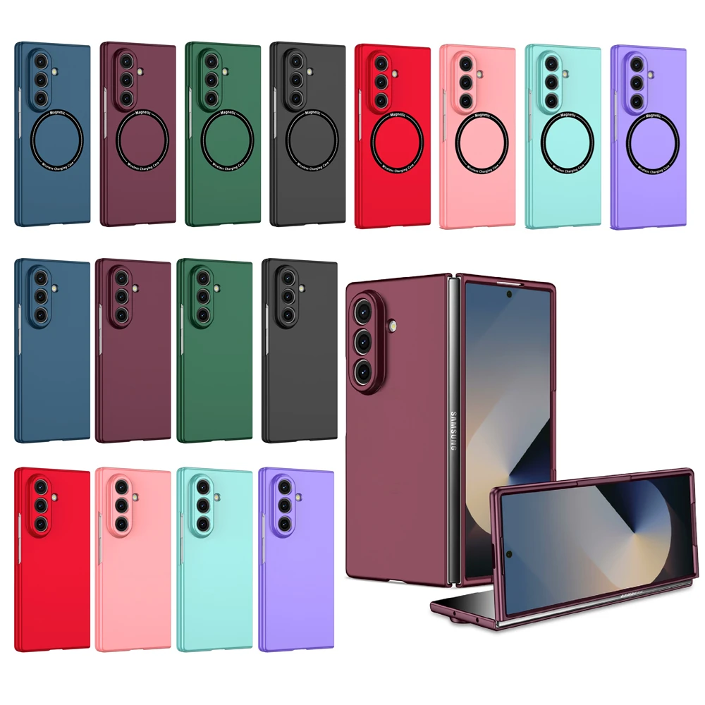 Capa Ultrafina Dobrável Fosca para Samsung Galaxy Z Fold 7 6 5 Z Fold 4 3 com Carregamento Sem Fio Magsafe e Proteção Antichoque