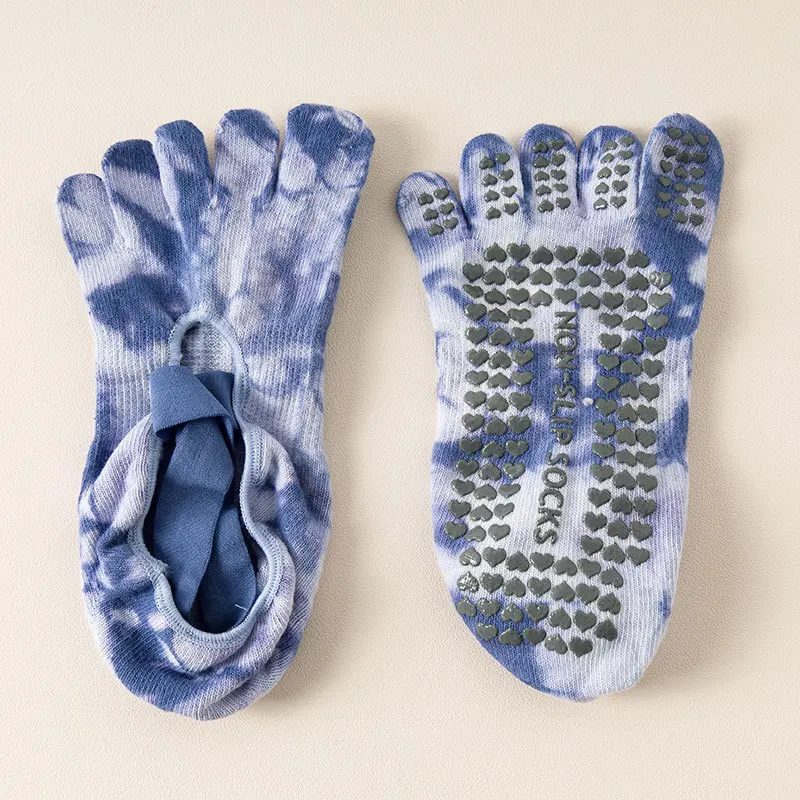 Yoga-Rutschfeste Socken, Damen, professionelle Fünf-Finger-Pilates-Baumwollsocken, Sportsocken für den Innenbereich, geteilte Zehen, schweißabsorbierend – Detail 10