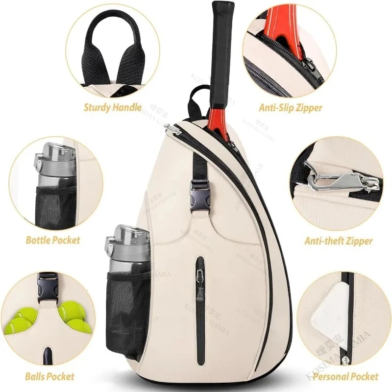 

Outdoor Sports Training Oxford Tennis Badminton Bag Pick Ball Paddle Shoulder Crossbody Backpack Bags Large Capacity