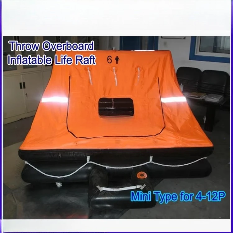 4-12 Persons ISO 9650-1 Water-proof Cloth Square Throw Overboard Inflatable Life Raft for Small Craft