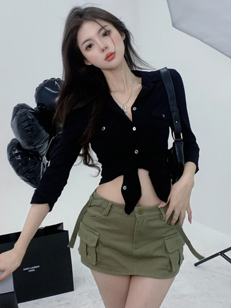 Shirts Women Slim Sexy Creativity Leisure All-match Hot Girls Design Ulzzang Simple Daily Streetwear Spring Fashion Personality