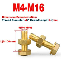Brass Outer Hexagon Screw / Bolt, Nut, Flat Washer Combination M4-M16