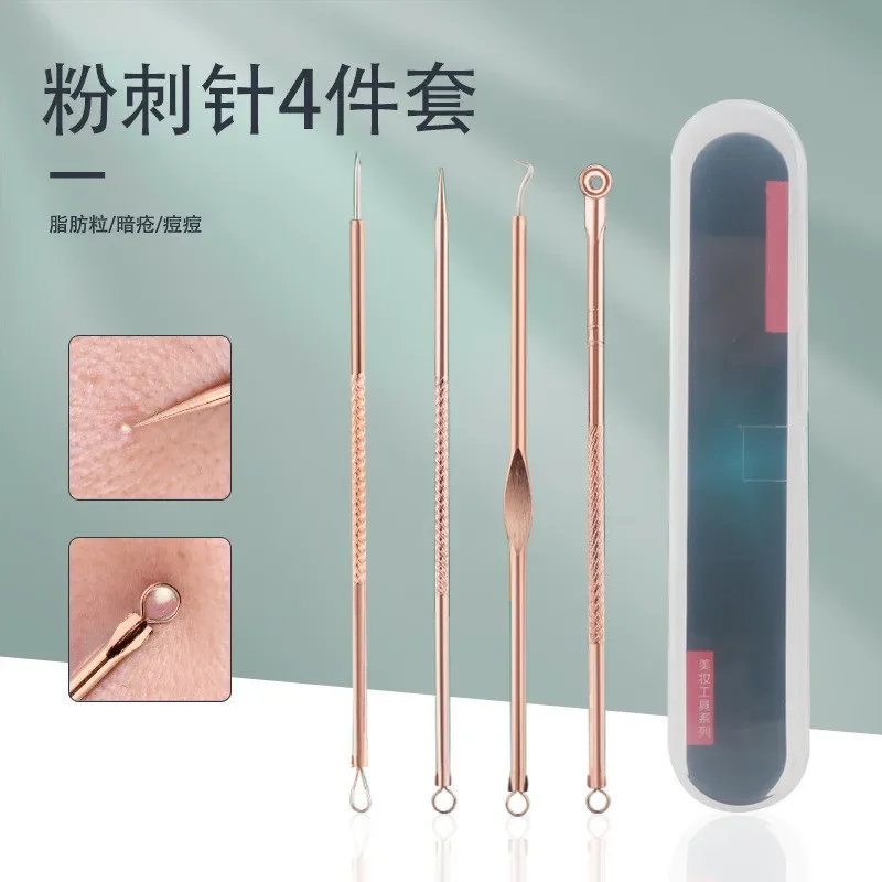 4 ชิ้น/เซ็ต Blackhead Comedone สิวสิว Belmish EXTRACTOR สูญญากาศ Blackhead Remover เครื่องมือช้อนสําหรับ Face Skin Care TOOL