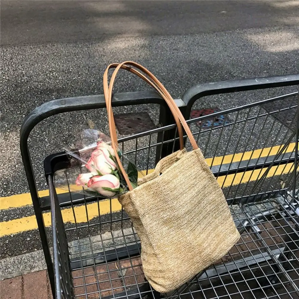 

New Summer Straw Weave Bag Beach Vacation Straw Shoulder Bag Casual Leisure Women's Tote Bag Ladies/Girls