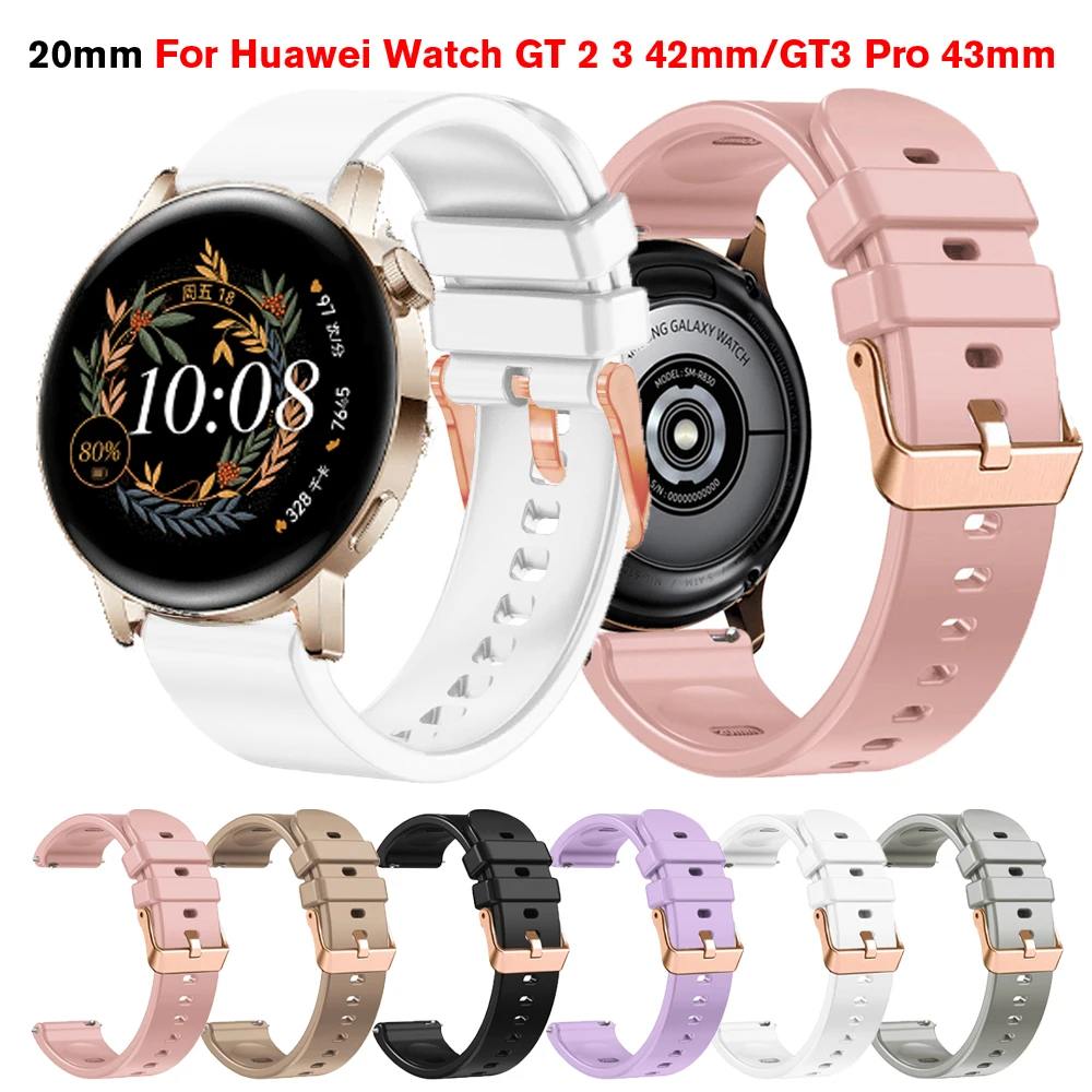 20mm Watch Band For Huawei Watch GT3 GT 3 GT2 42mm Strap Silicone Bracelet GT3 Pro 43mm Honor Magic 2 42mm/ES Wristband Correa