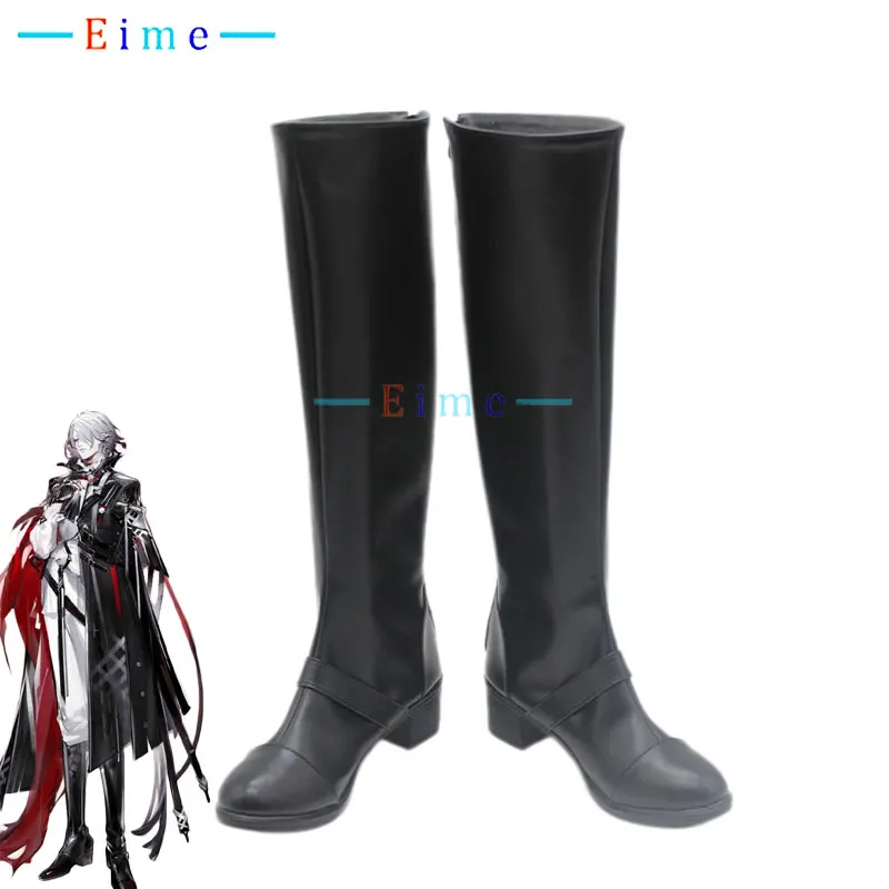 Game Arknights Sanguinarch Cosplay Shoes PU Leather Shoes Anime Accessories Halloween Party Black Boots Big Size Custom Made