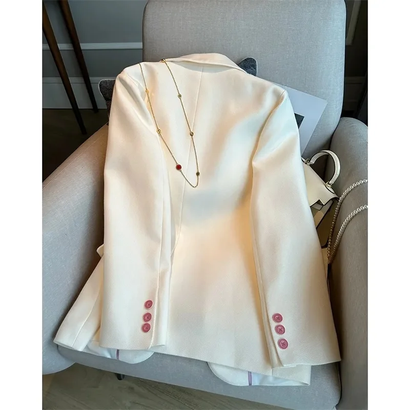 Primavera outono feminino cor sólida blazer outwear 2025 femme lazer mangas compridas terno casaco coreano senhora moda rosa botão jaqueta