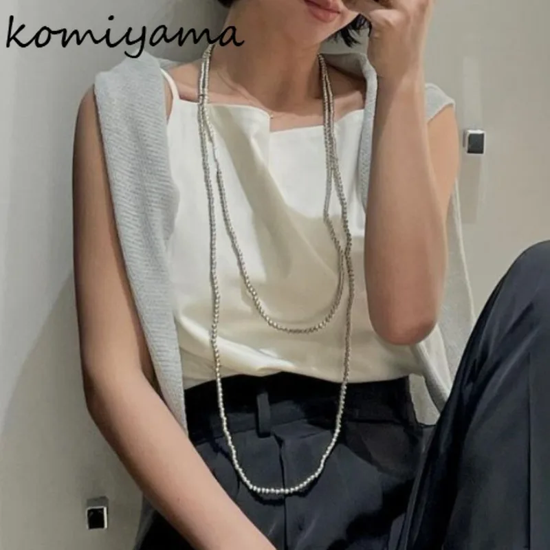 

Japan Casual Ropa Mujer 2025 Women Comfortable Top Summer New Clothes Front and Back Two-wear Tanks & Camis Simple Loose Tops
