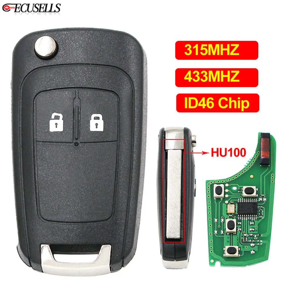 Ecusells Remote Car Key 315Mhz 433Mhz ID46 Chip HU100 for Opel Vauxhall Adam Astra J Cascade Corsa E Insignia Karl Mokka Zafira