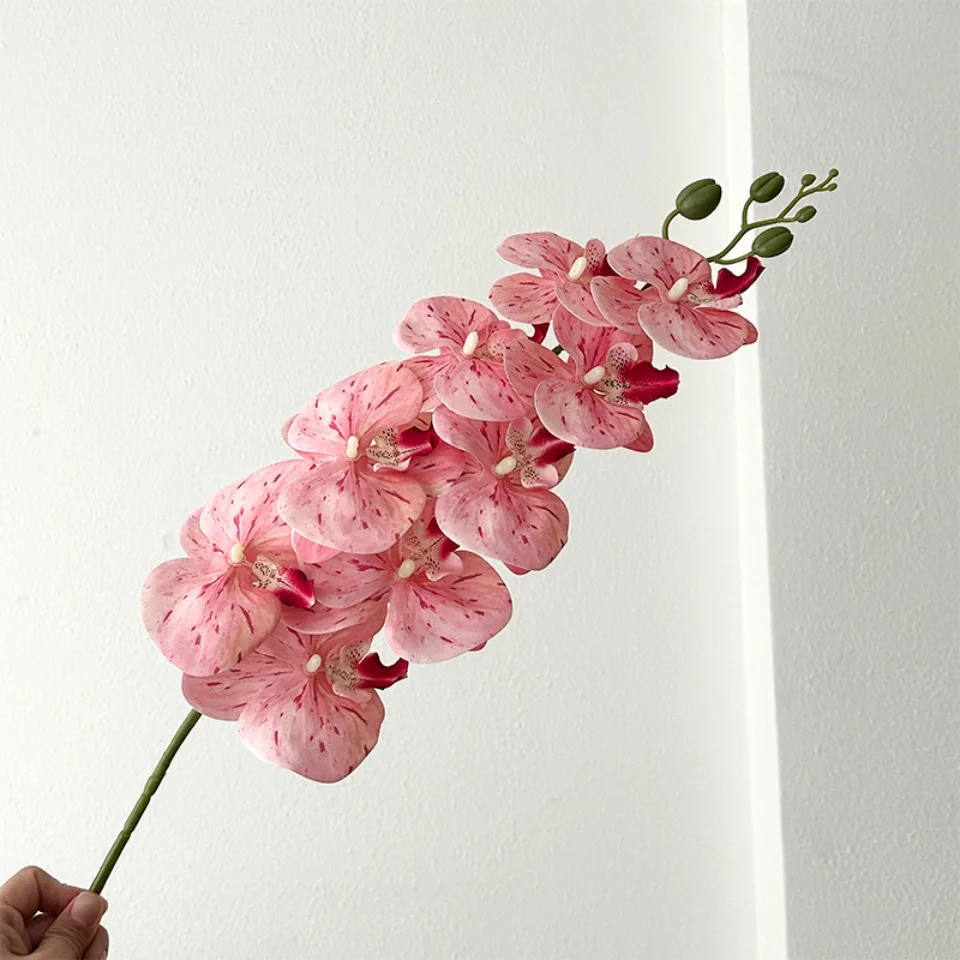 9-Köpfiger Künstlicher Phalaenopsis-Blumenzweig Realistische Seidenblume Künstliche Orchidee für Hochzeit, Party und Heimdekoration – Detail 13