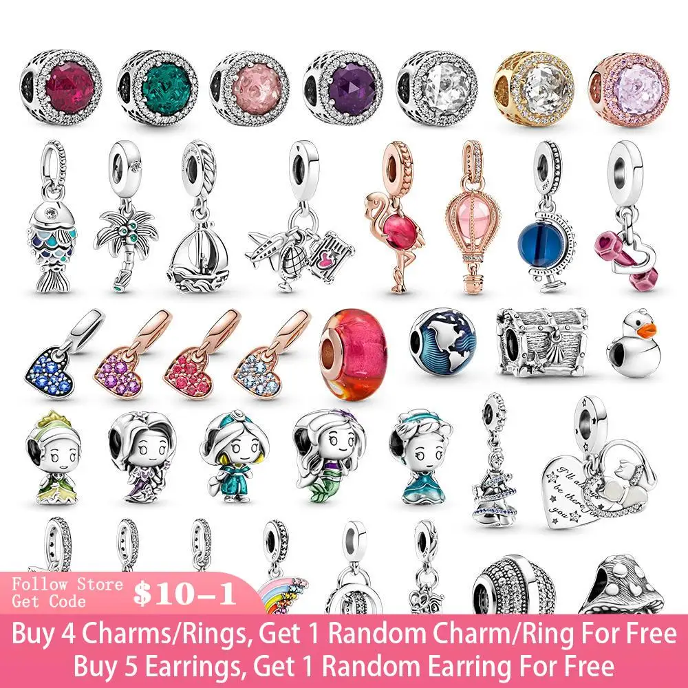 

Danturn 925 Sterling Silver Beads Magical Moment Murano Glass Flamingo Dangle Charm fit Original Pandora Bracelets or Necklaces