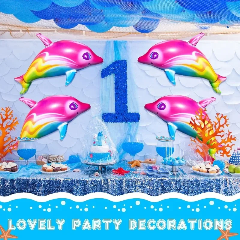 Inflatable Dolphin Rainbow Inflatable Toy Inflate Pool Beach Birthday Party Decoration Float Water Sports Inflatable Toy
