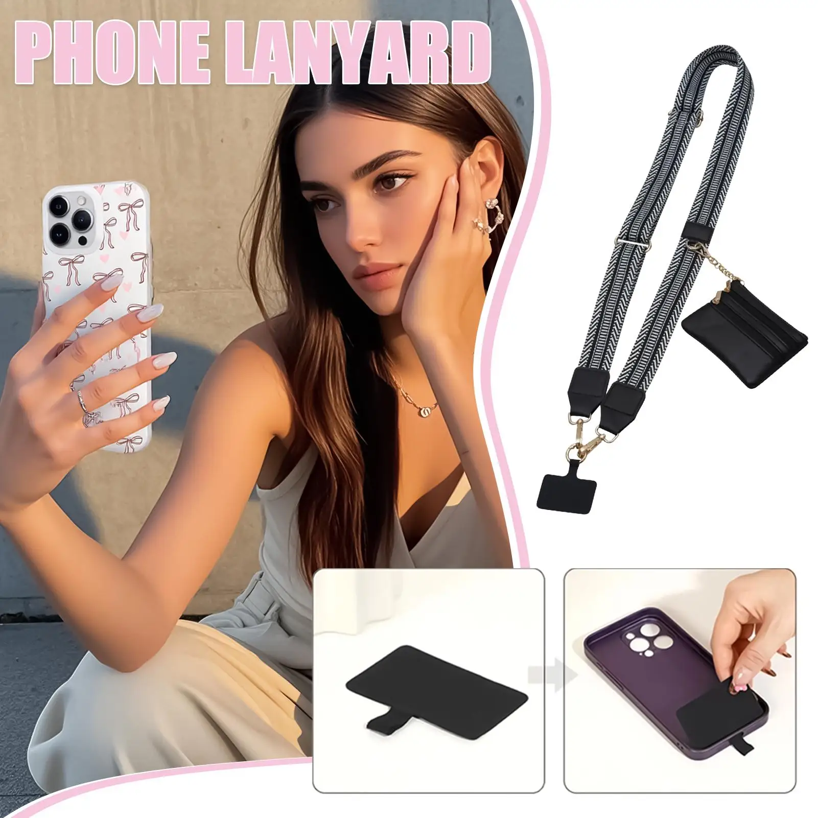 

Новая широкая сумка через плечо для мобильного телефона, кожаная сумка-кошелек на молнии, регулируемый модный ремешок для мобильного телефона