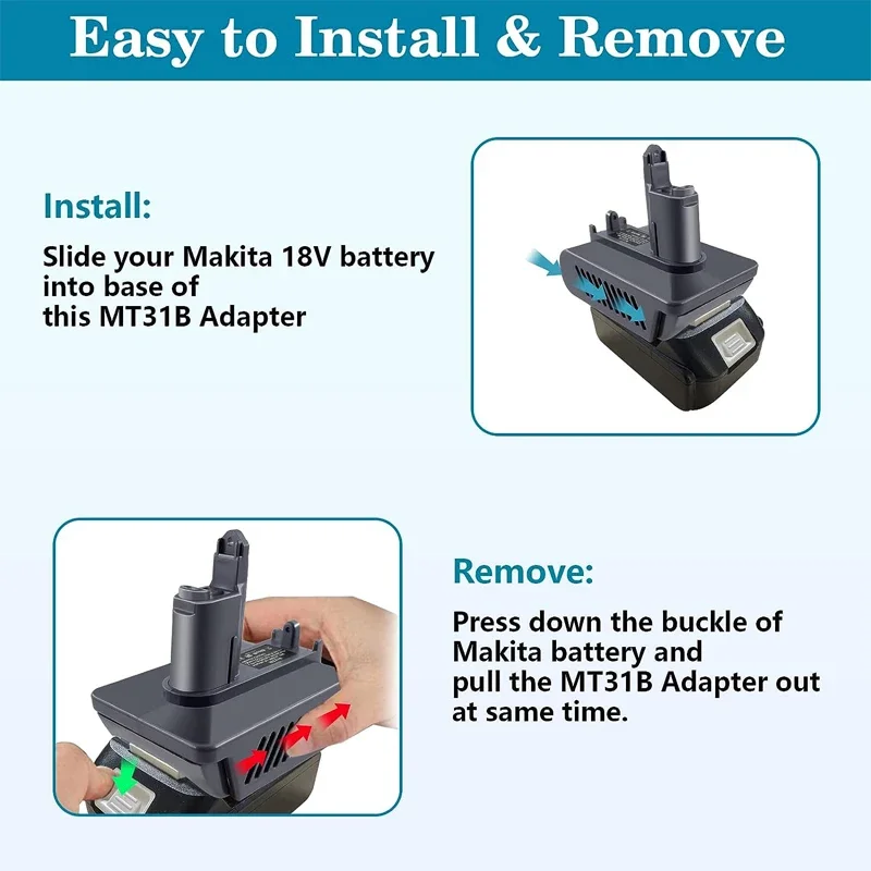 DC31 Type B Battery Adapter for Makita 18V Li-ion Battery to Replace for Dyson Type B DC30 DC34 DC35 DC44 DC45 Vacuum Cleaners