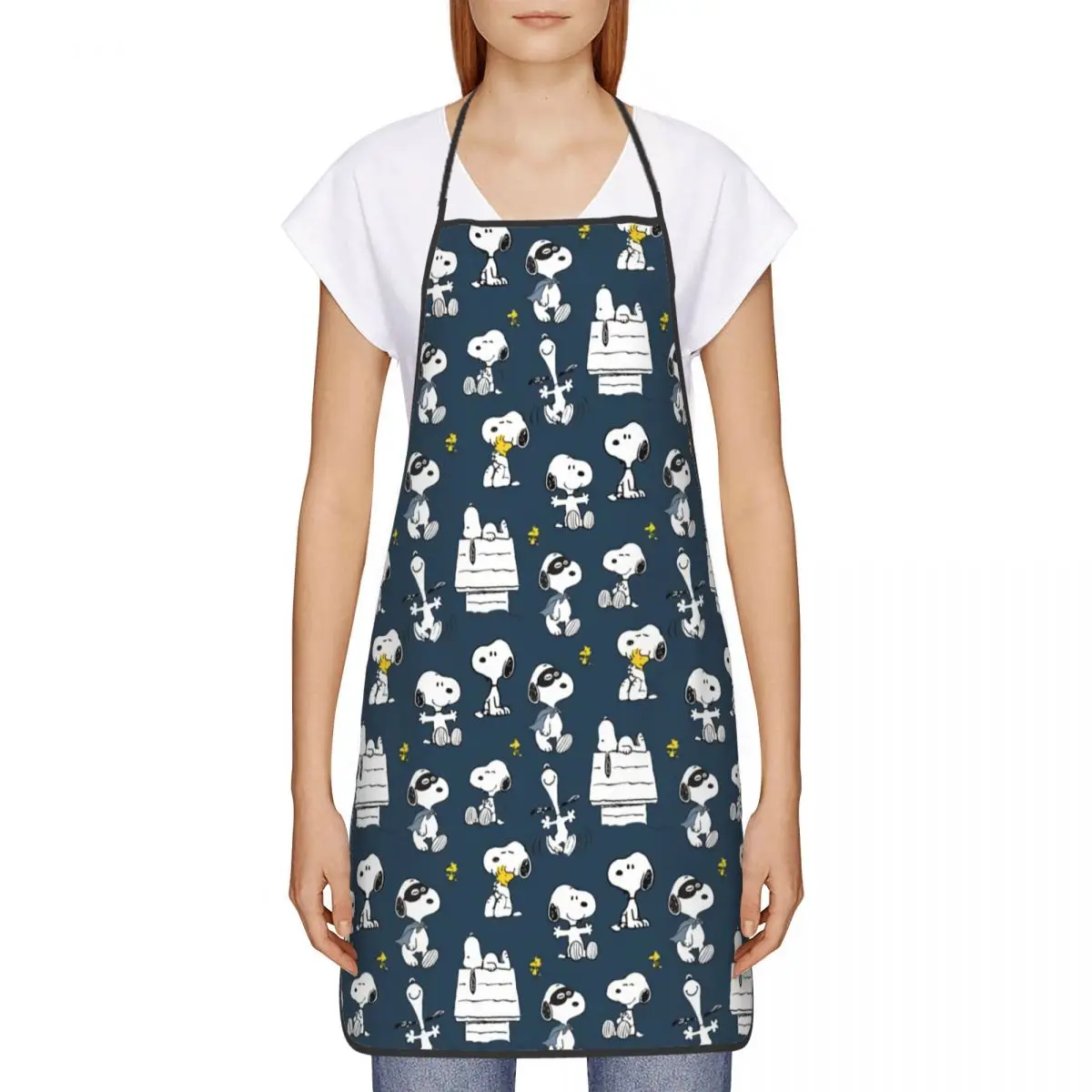 Custom Bib S-Snoopys Cartoon Pattern Aprons for Men Women Unisex Adult Chef Cooking Kitchen Tablier Cuisine Gardening