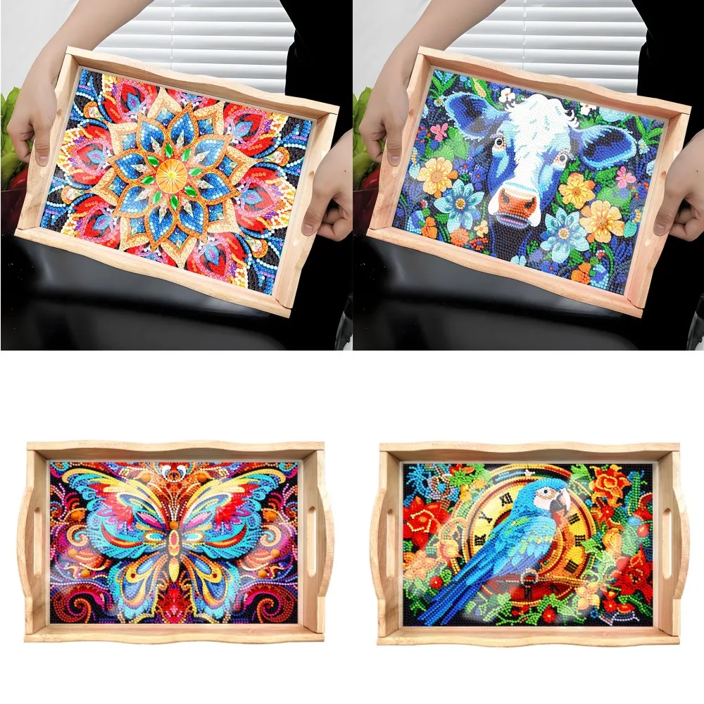 New DIY Diamond Painting Plate Butterfly Tray Mosaic Embroidery Sewing Kit Restaurant Tableware Kitchen Supplies Plate Art Gift