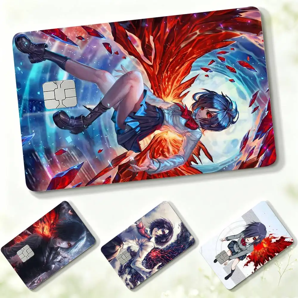 T-Touka Kirishima Anime T-Tokyo Ghoul  Credit Card HD Stickers Small Chip Waterproof Sticker Game Card Decal Gift