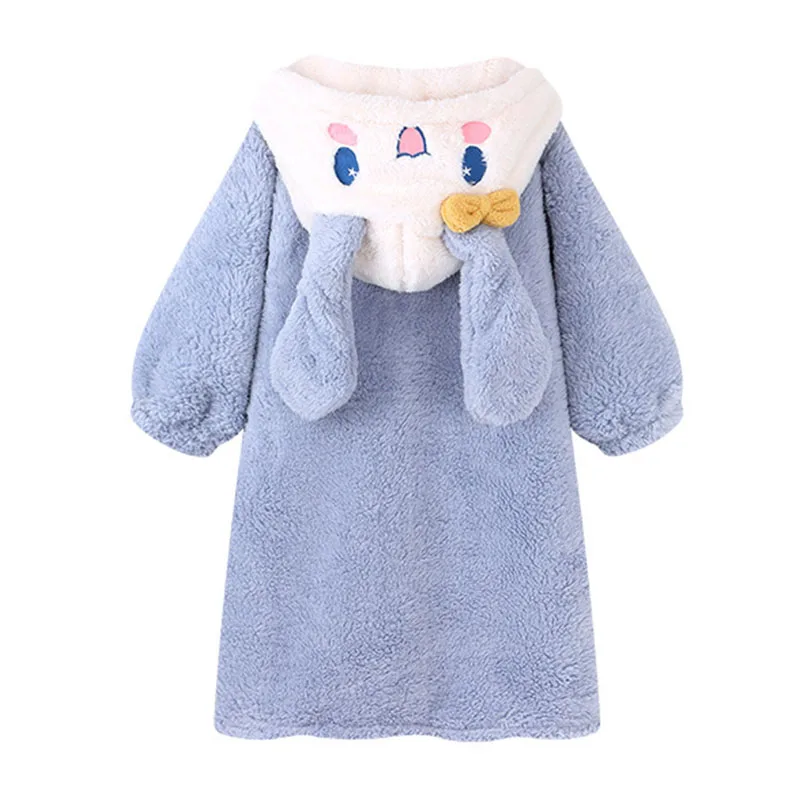 Kawaii Cinnamoroll Girls Plush Pajamas Robe Set Sanrioed Cartoon My Melody Women Homewear Winter Long Style Thickened Nightgown