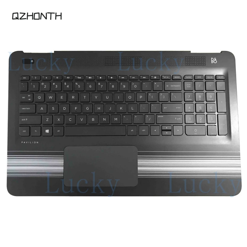 f  New for HP Pavilion 15-AU 15-AW Palmrest Keyboard Touchpad Silver Strips Non-Backlit