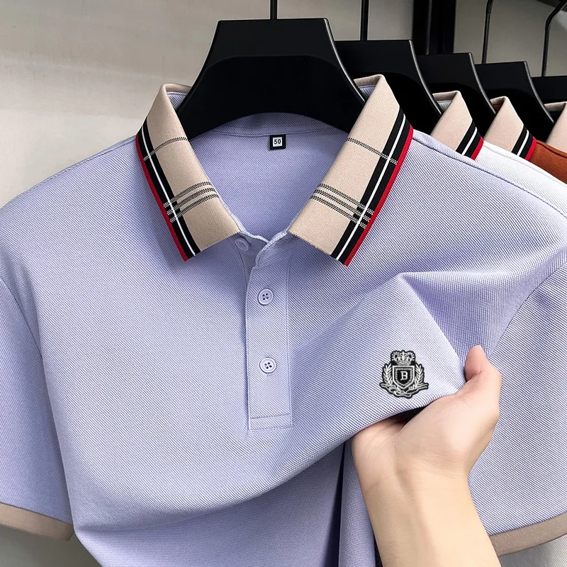 Neues Sommer-Herren-Poloshirt mit Kurzen Ärmeln, Kragen und Knöpfen, Luxuriöse Buchstaben-Stickerei, Lässiger Vielseitiger Jugendlicher Preppy-Stil Herrenbekleidung – Detail 15