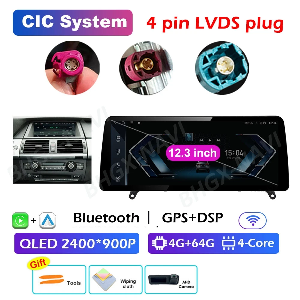 CCC CIC Systeem Carplay voor BMW X5 E70 X6 E71 2008 2009 2010 2011 2012 2013 Android 15 DSP Stereo Auto Multimedia Radio Speler BT