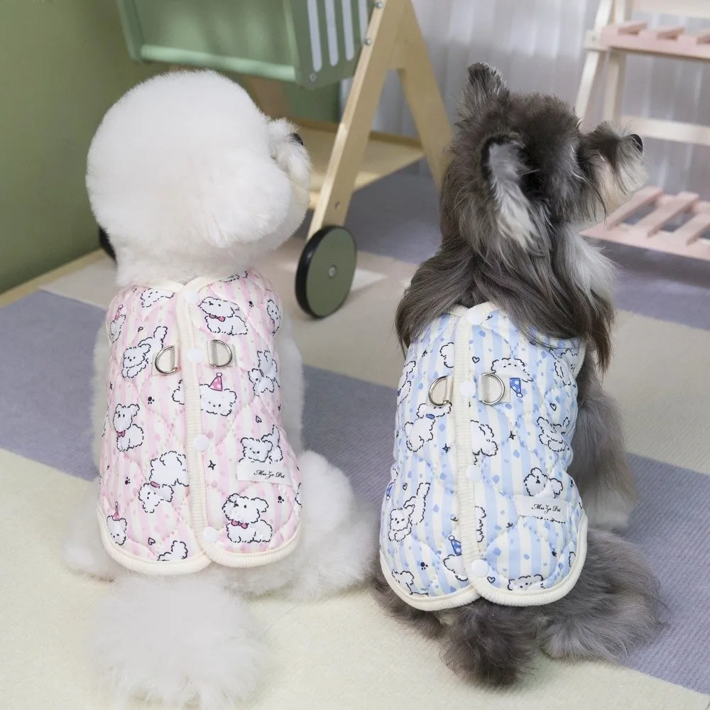 Thick Padded Pet Dog Clothes Sleeveless Back Opening Dog Winter Vest Snap Button Closure Soft Lining Cat Clothes Outdoor Wear