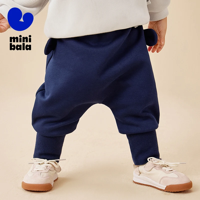 

Мини-теплые штаны Balabala для мальчиков и девочек, зима 2025 года, длинные штаны с высокой талией, защищающие живот