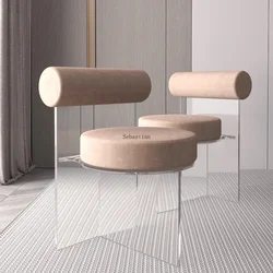 Luxury Bedroom Makeup Stool, Light Luxury Desk and Chair, Internet Famous Acrylic Style Transparent Nail Stool