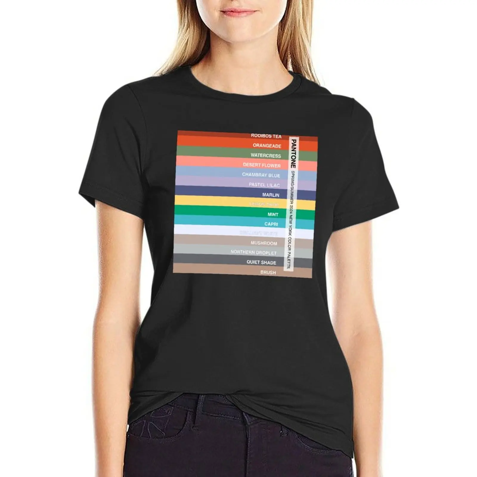 New York Fashion Week Color Palette, Spring/Summer 2024 (all 15 colors, with labels) T-Shirt plain tshirts for Women