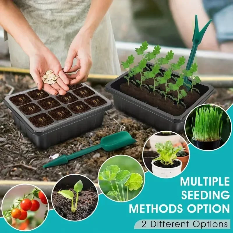 صينية بداية البذور مع أضواء النمو، مجموعتان إنبات البذور مع قبة رطوبة قابلة للتعديل، دفيئة صغيرة لإنبات البذور