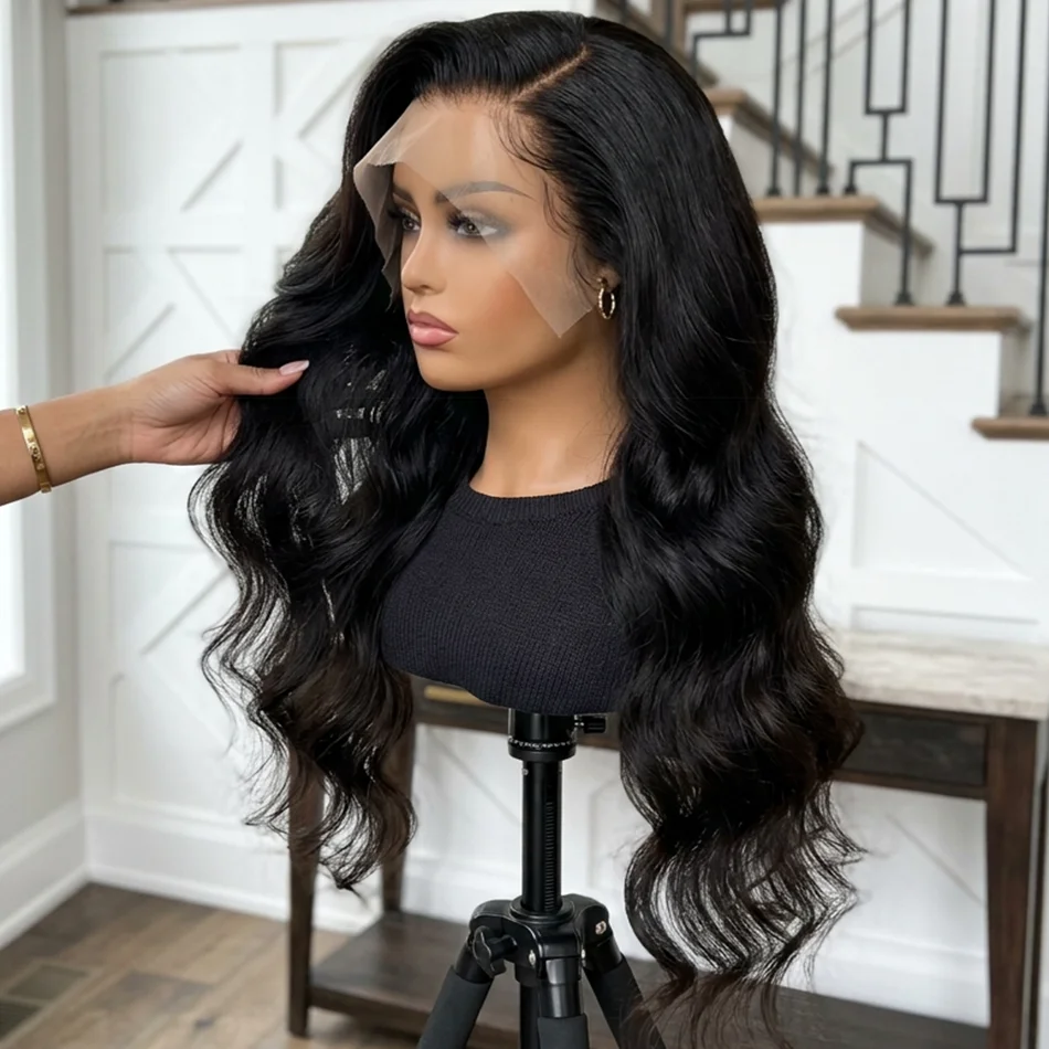 

Premium 40 Inch Extra Long 250% Density Natural Black 13x4 HD Lace Frontal Body Wave Bouncy Silky Smooth 13x6 Remy Human Hair Wigs Pre Plucked Hairline Invisible Bleached Knots 5x5 Closure Wear and Go Tape Free Thick Ends