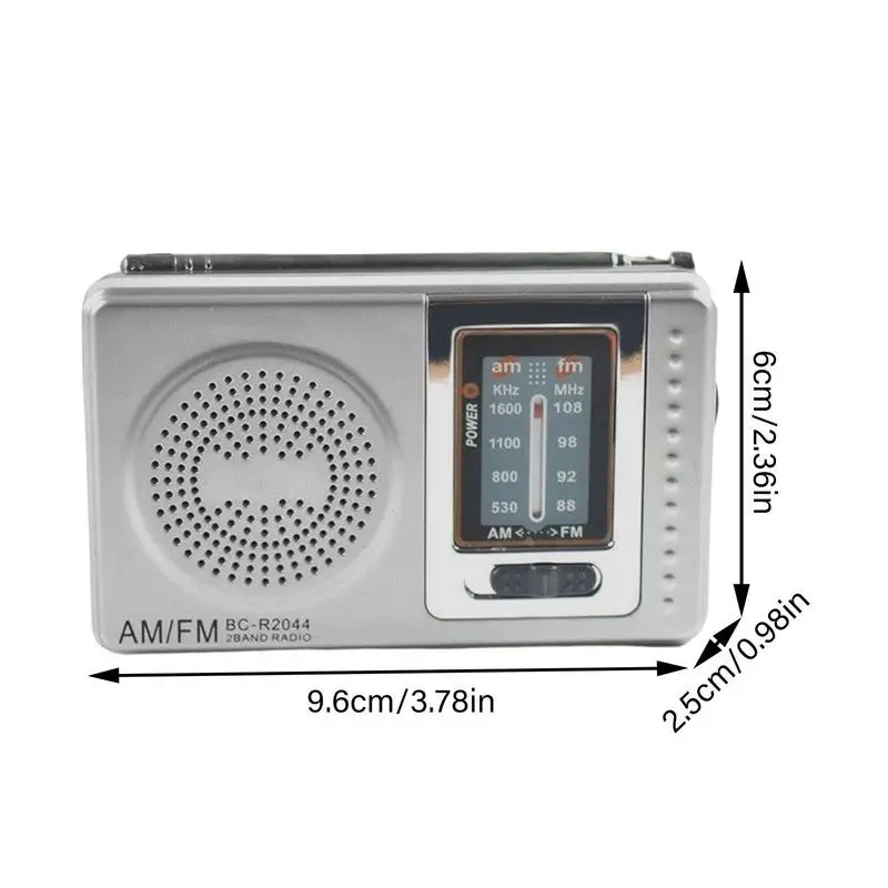 Portable FM Radio Pocket Size Telescopic Antenna Battery Powered Mini Multifunctionl AM FM Radio for Elder BC-R2011 R2048 R2033