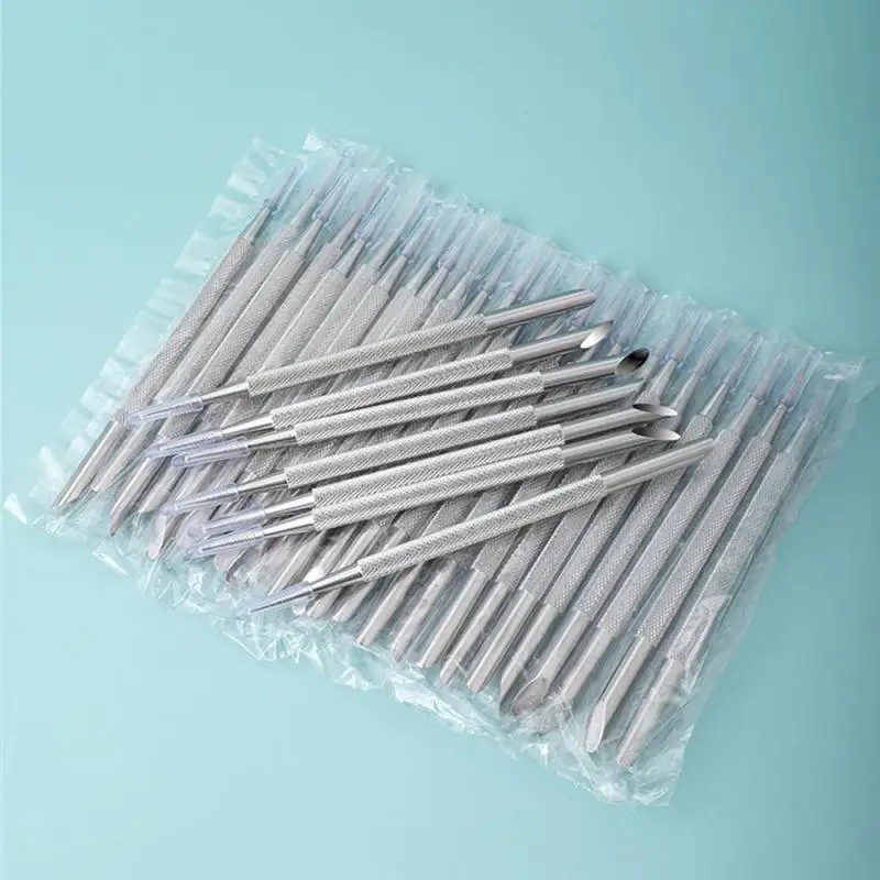 Empurrador de cutícula de aço inoxidável duplo, Manicure Sticks, removedor de unhas, ferramenta manicure para Nail Art