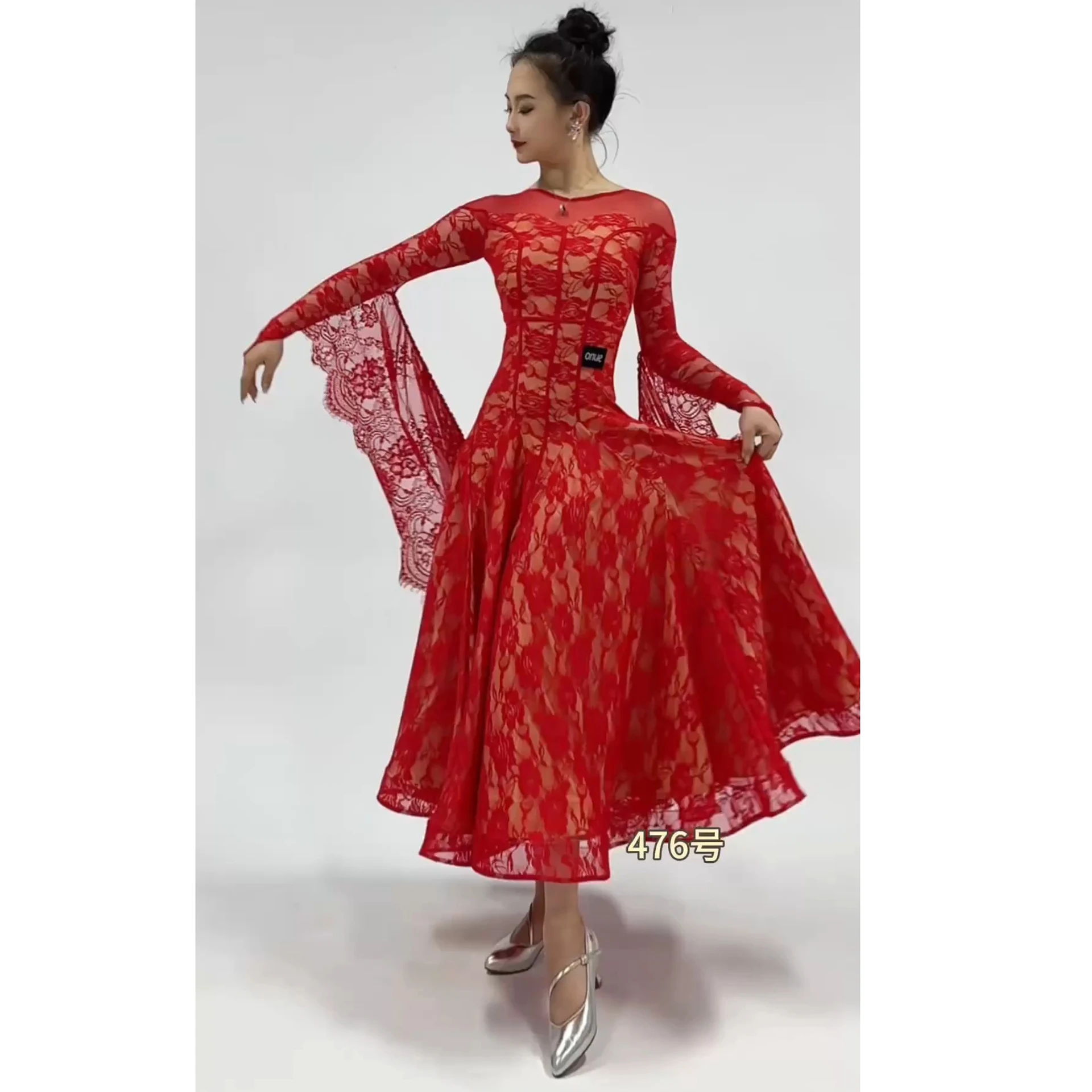 

Красное кружевное платье для бальных танцев, женская одежда для соревнований, вечерние костюмы для выпускного, вальса, танцевальное платье для танго, BL15992