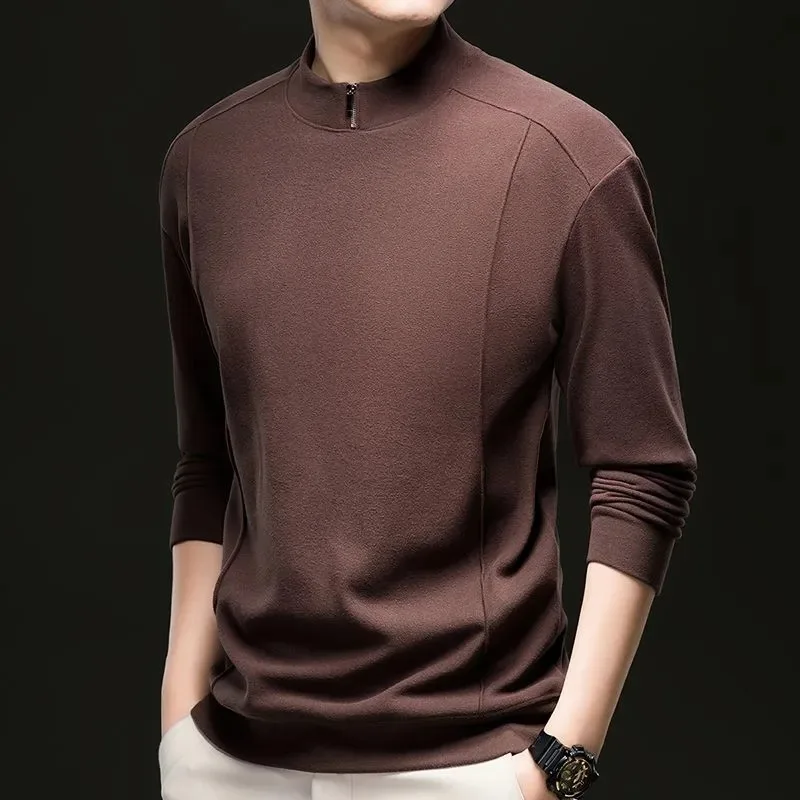 Autumn Winter Men's Half Turtleneck German Velvet Sweatshirt Thickened Warm Long-sleeved Pullover Base Layer